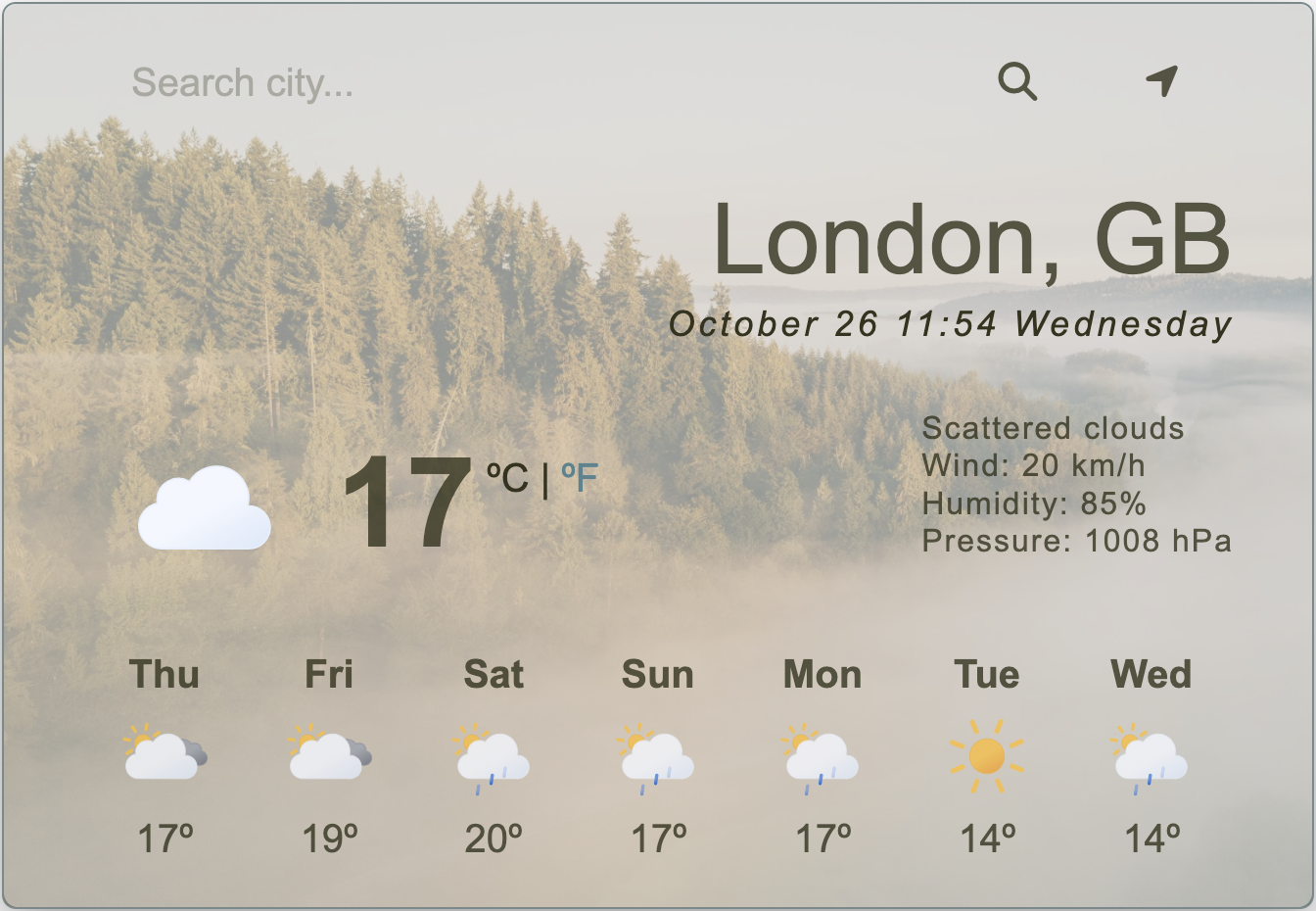 React weather app screenshot