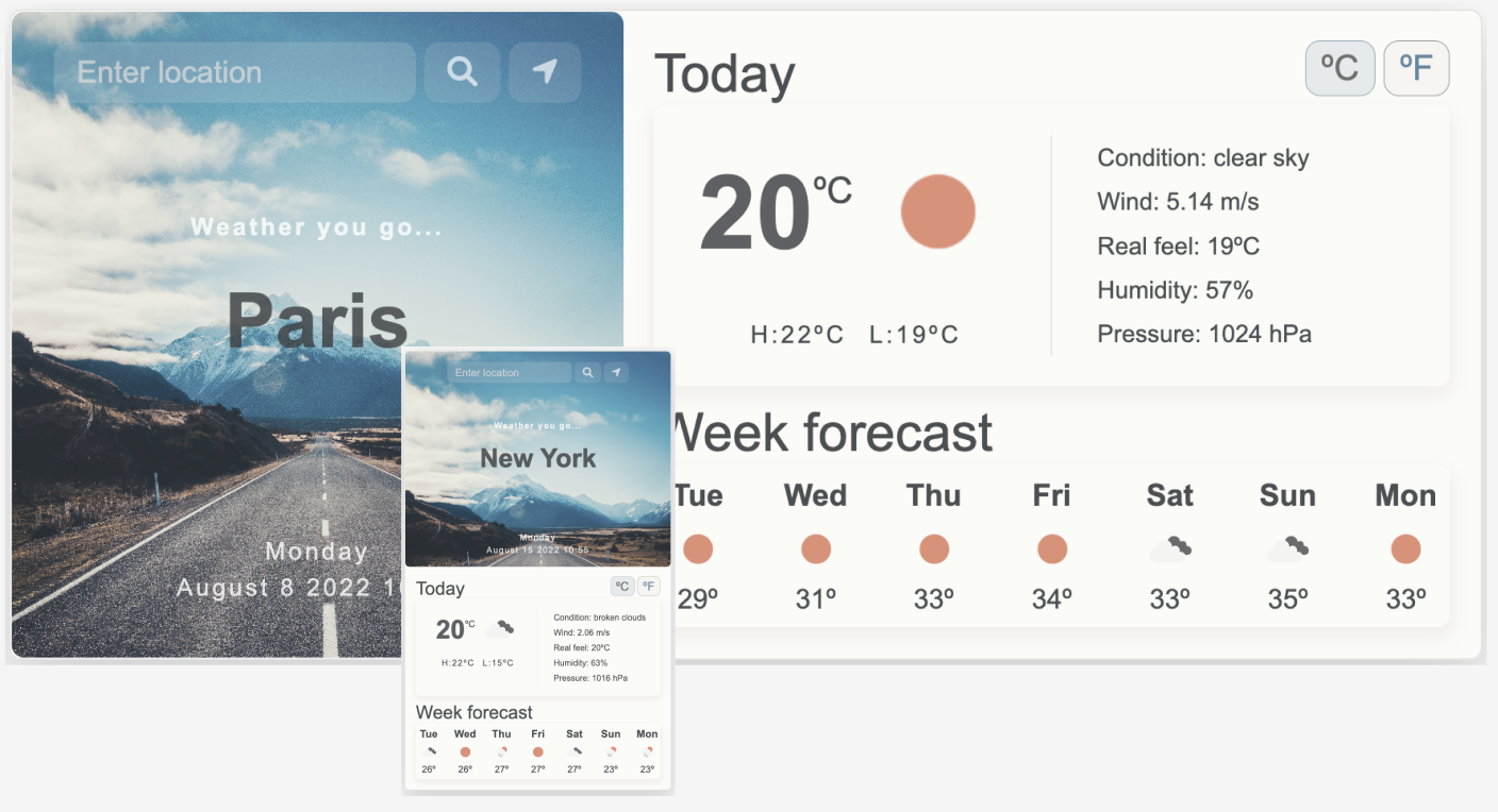 Vanilla weather app screenshot