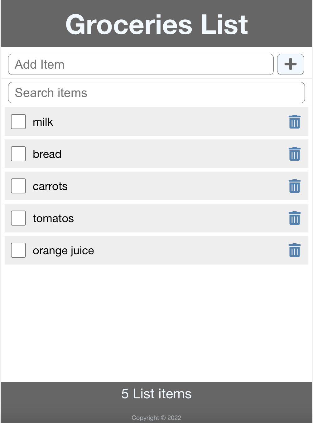 Groceries List App